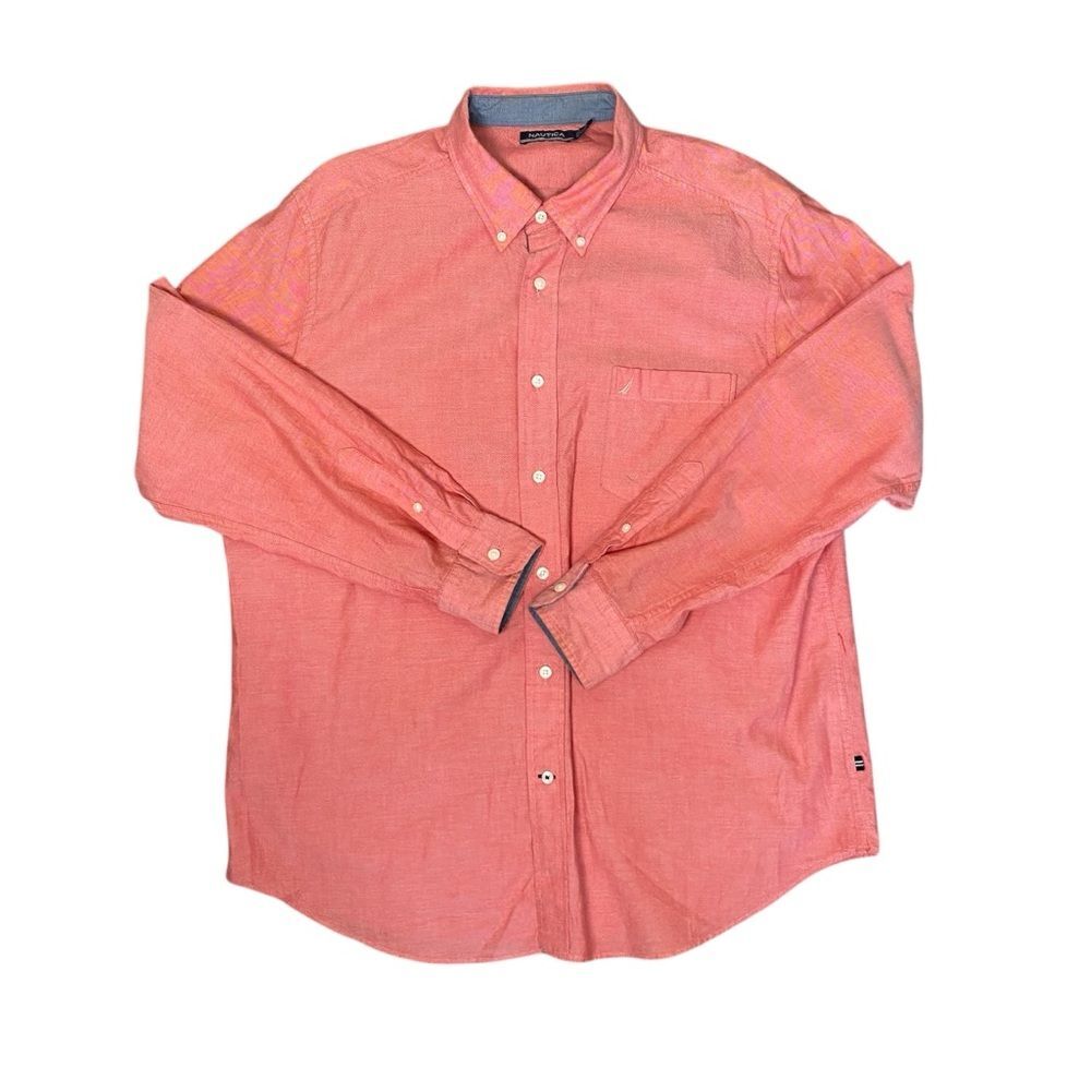 Nautica Button Down Shirt Cotton Oxford Long Sleeve Classic Casual Preppy